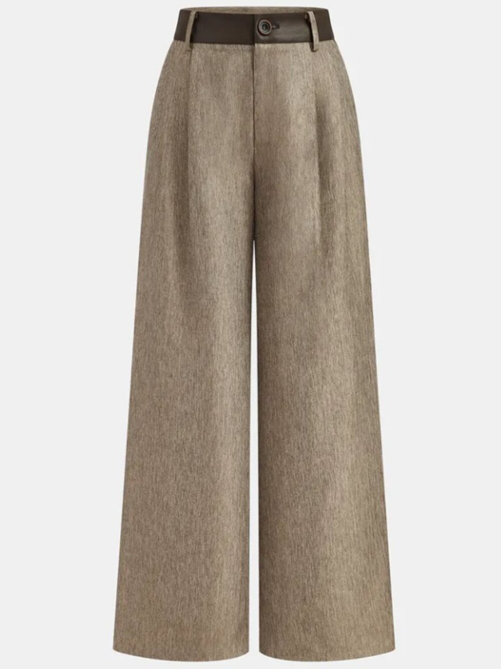 Commense Faux Leather Panel Wide-Leg Pants Size Large